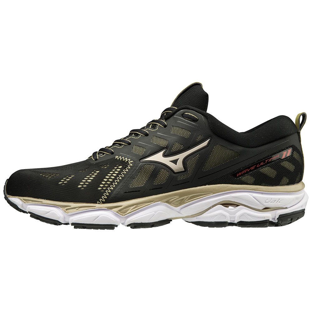 Mizuno Women's WAVE ULTIMA 11 AMSTERDAM Running Shoes Black/Gold/White (J1GC196601-FVM)